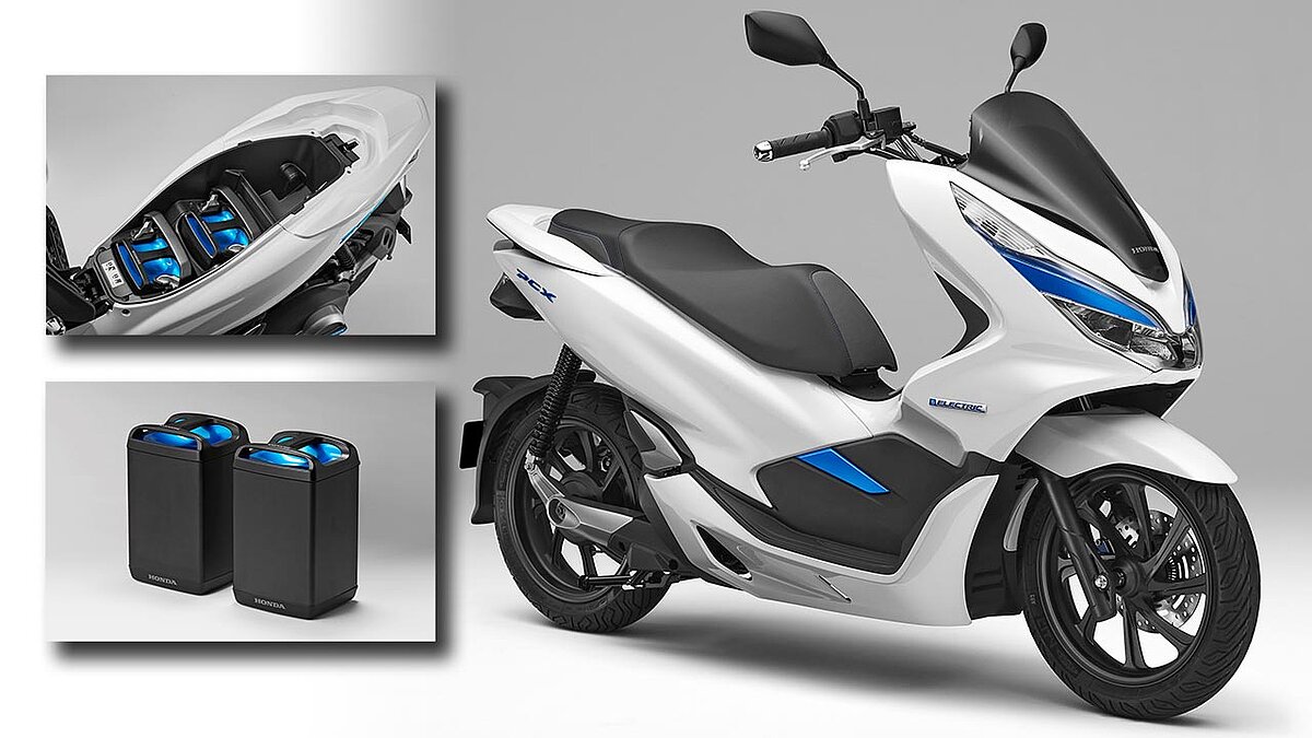 Bereits 2017 gab Honda auf der Tokyo Motor Show im Zusammenhang mit der Präsentation des vollelektrischen Rollers PCX electric einen Ausblick, wie man sich ein fahrzeugübergreifendes Batterie-Tauschsystem vorstellen könnte.