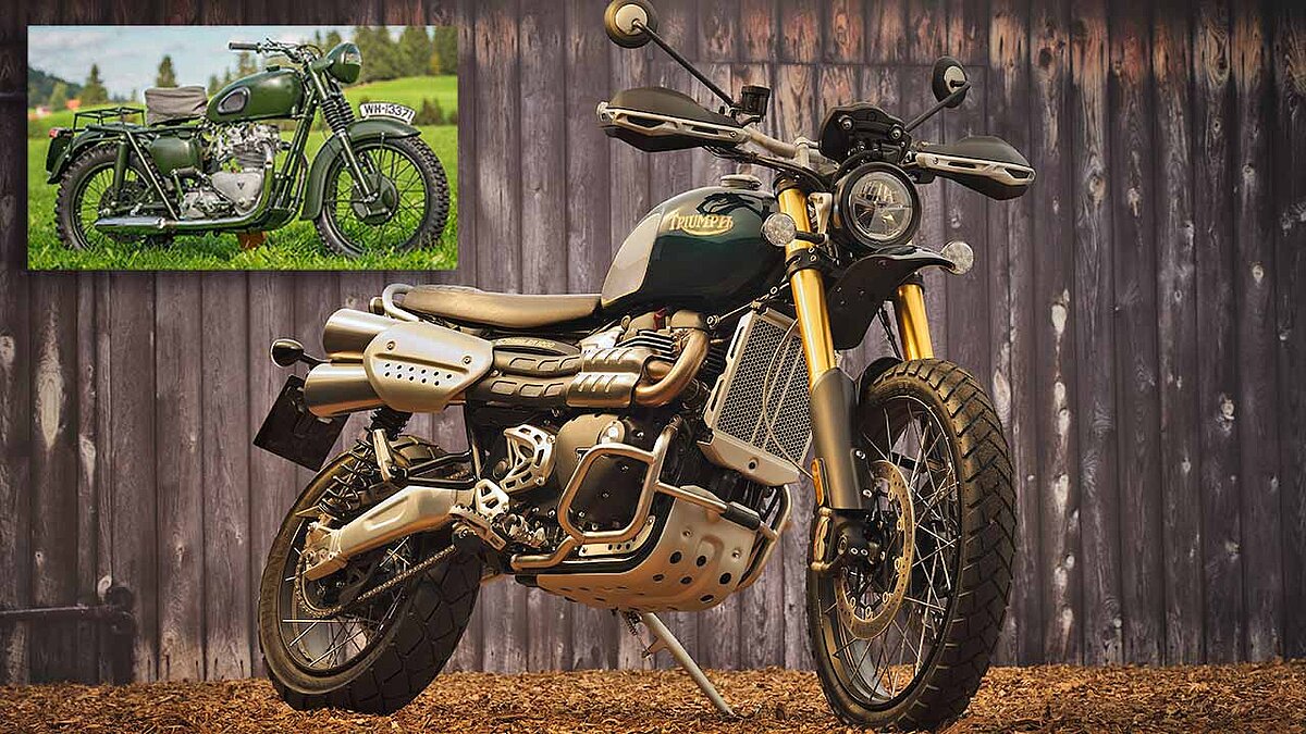 Auf 1.000 Exemplare weltweit limitiert ist das Sondermodell Steve McQueen, das Triumph dieses Jahr vorfährt. Pate stand die Triumph TR6 (kl. Foto), mit der der Filmheld im Klassiker „Gesprengte Ketten“ über den Stacheldraht sprang.