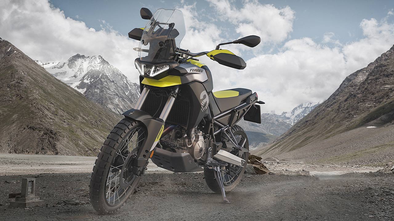 Die Aprilia Tuareg 660 im Farbschema „Acid Gold“.