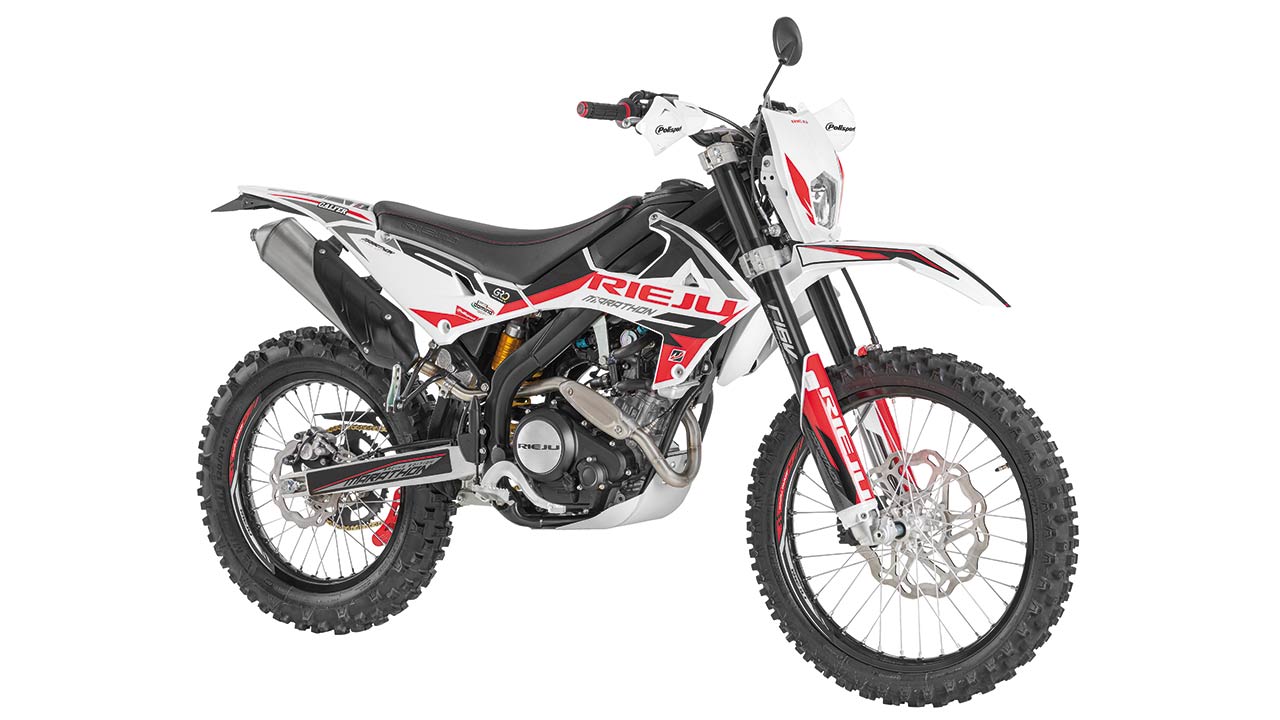 Im Sortiment von EnMoto: Die sportliche 125-er Enduro Marathon Pro von Rieju.