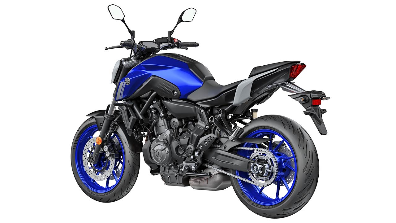 Yamaha MT-07 in der Farbgebung „Icon Blue“.