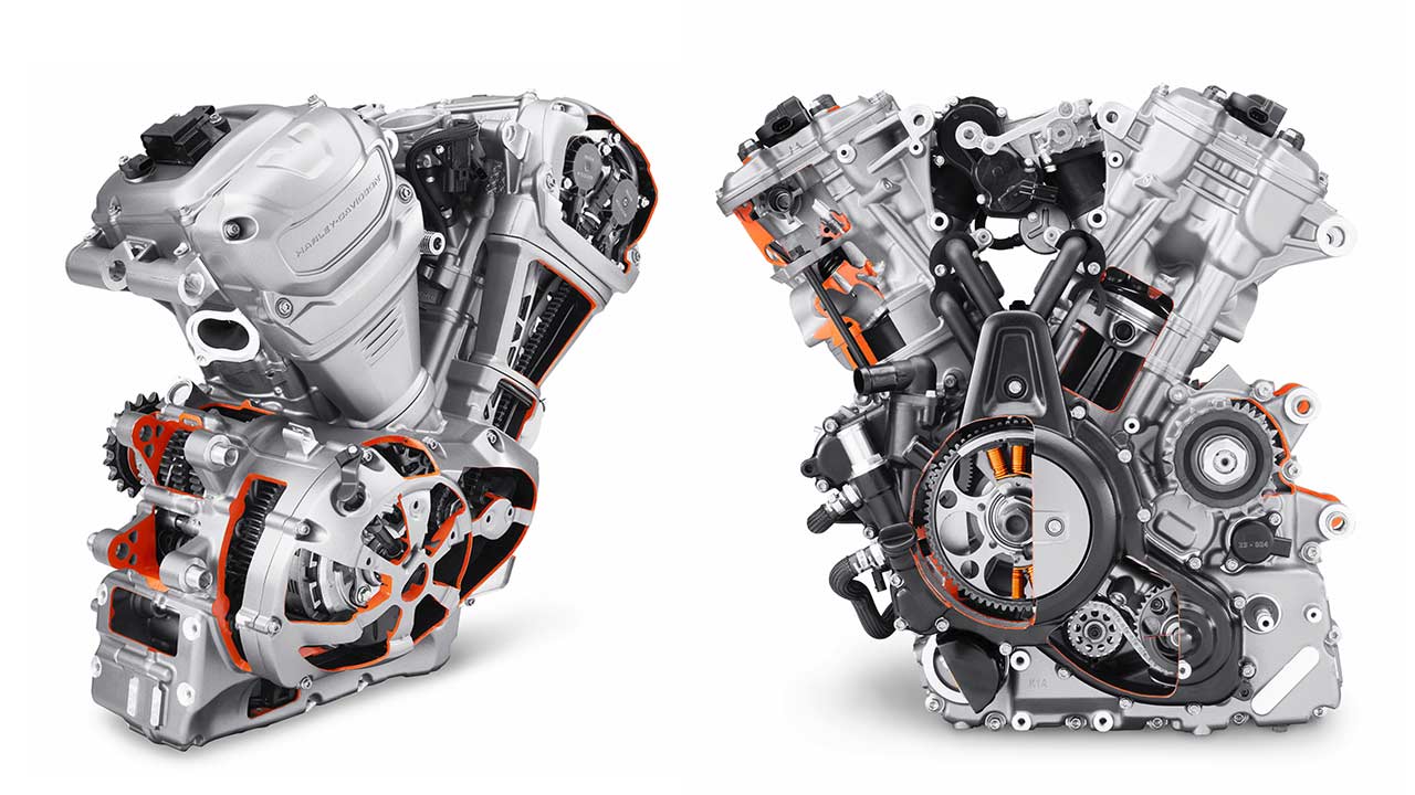 Der Triebsatz der Pan America namens „Revolution Max 1250“ bricht mit einigen Harley-Traditionen: Er ist flüssigkeitsgekühlt, übernimmt tragende Funktion im Chassis und setzt beim Endantrieb auf Kette.