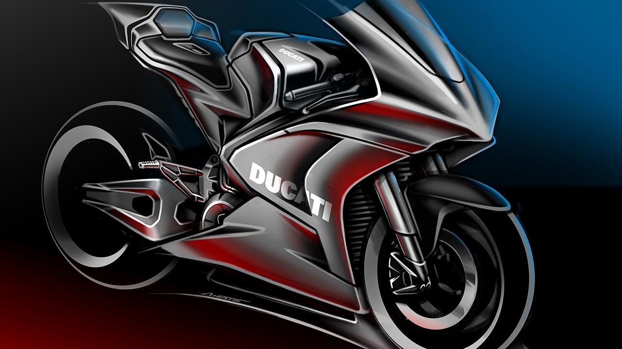 Bislang hat Ducati noch kein Elektro-Zweirad. Das soll sich nächstes Jahr ändern. Die Haus-Designer jedenfalls ergehen sich in ersten Fingerübungen.