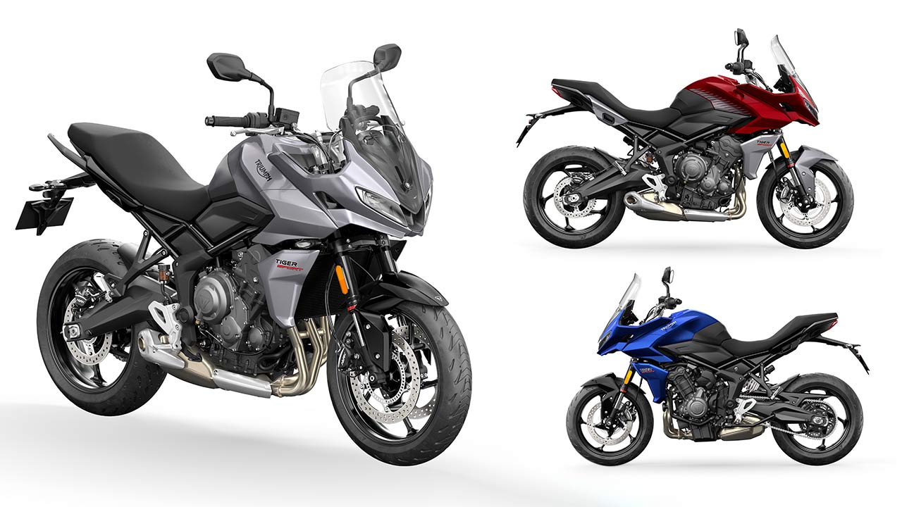 Mit diesen drei Farbvarianten der Tiger Sport 660 legt Triumph im Februar nächsten Jahres hierzulande los.