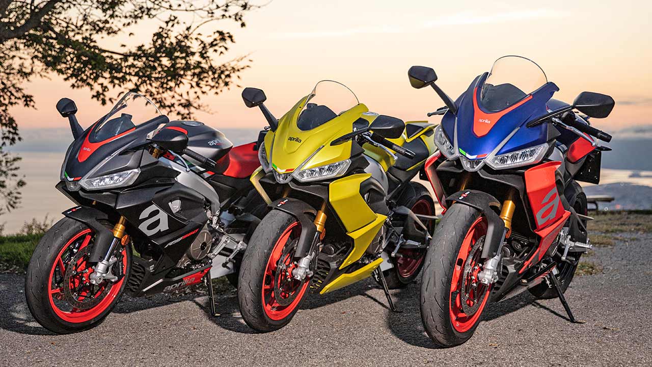 Die Farbvarianten, die das RS 660-Zeitalter einläuten: Apex Black, Acid Gold und Lava Rot.