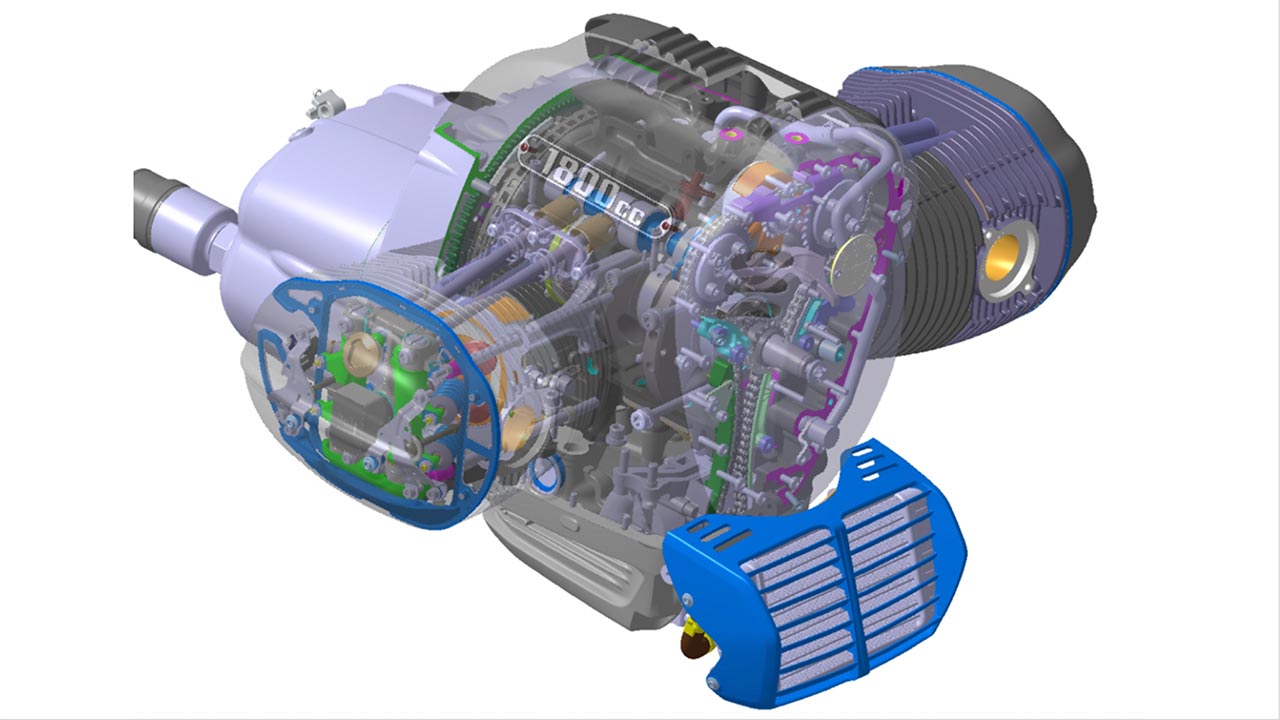 Ein virtueller Blick ins Innere des neuen BMW-Boxermotors.