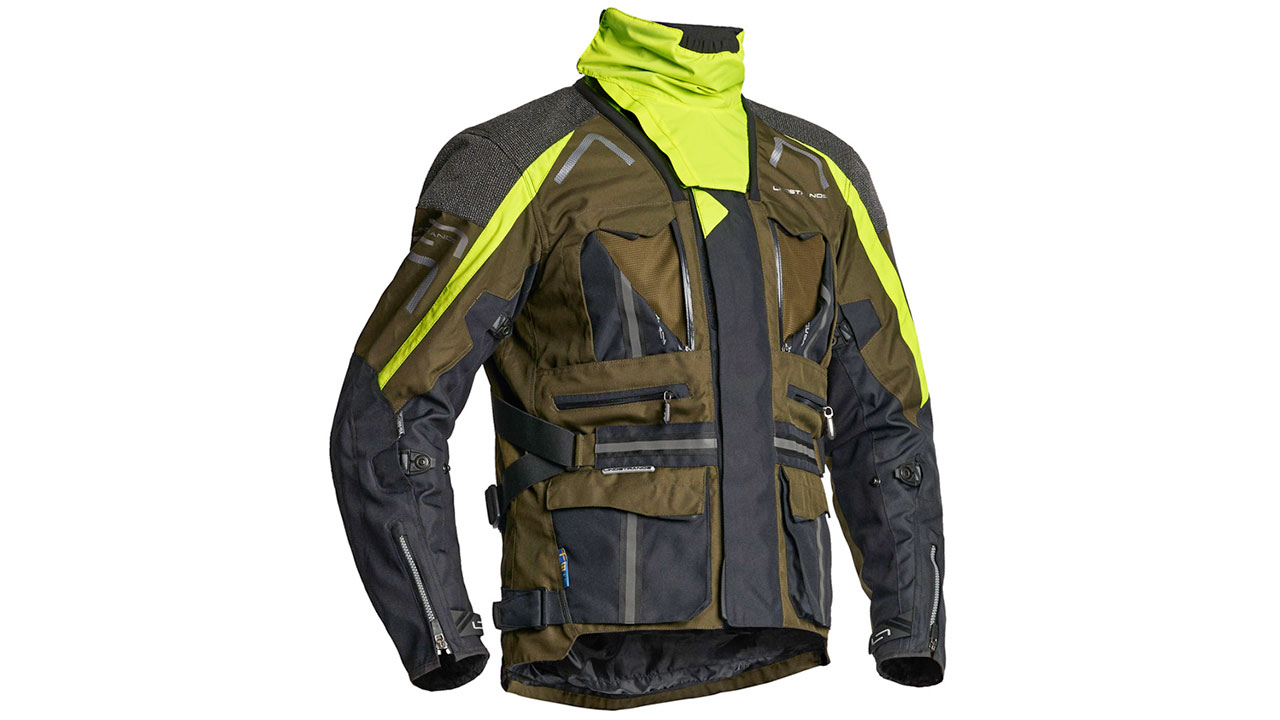Die Textiljacke „Oman“ von Lindstrands in der Farbkombi Schwarz/Kiwi.