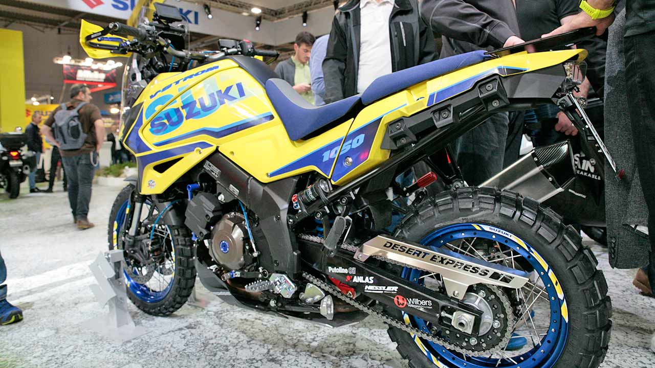 Heimlicher Star am Suzuki-Stand auf der EICMA 2019: Eine von Stefan Heßler umgebaute Rallye-Version der 1050 XT.